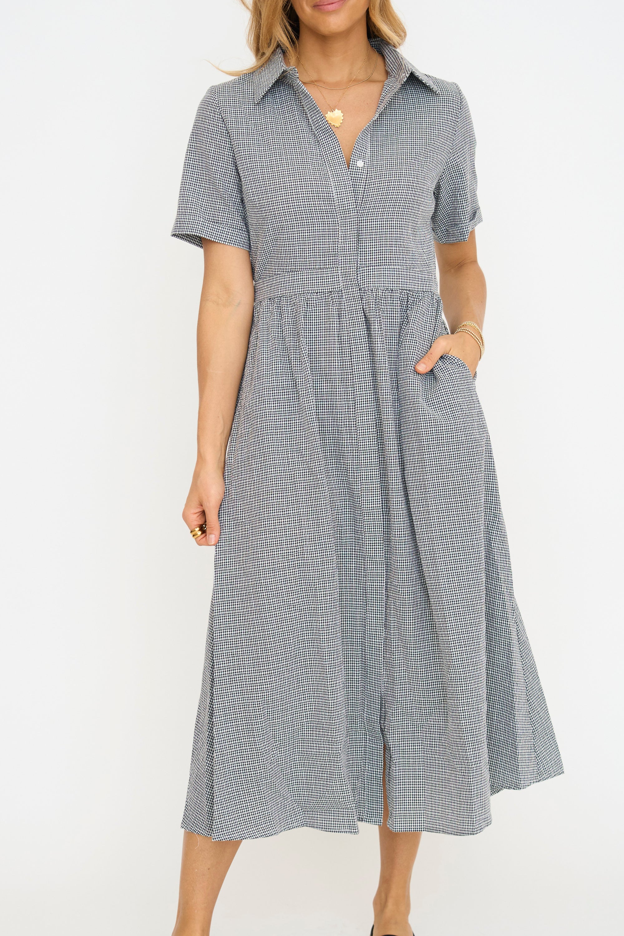 Mae Gingham Midi Dress