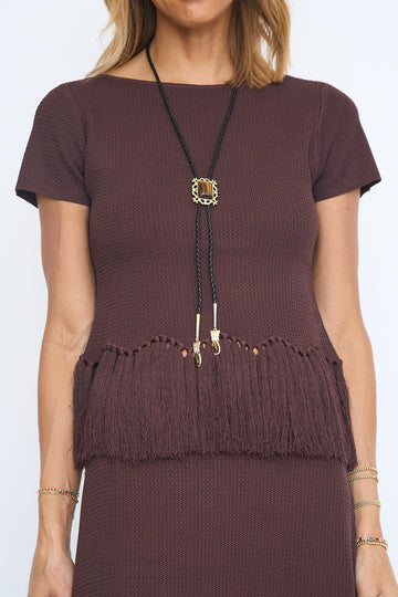 Fringe Hem Knit Top