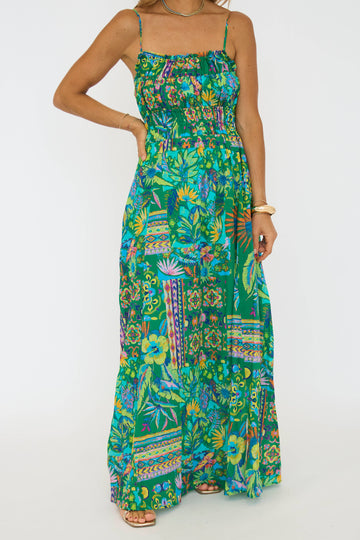 Green Multi Abstract Maxi Dress