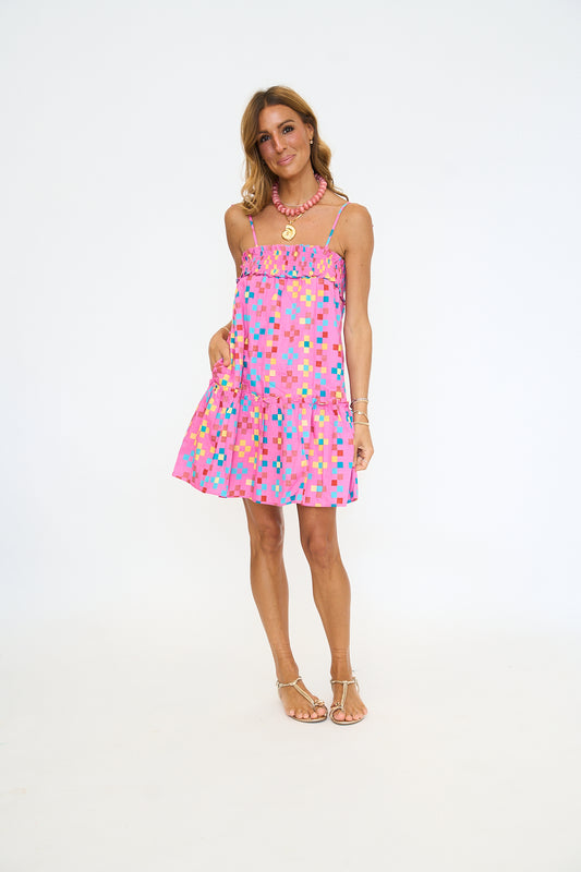 Ivonia Ruffle Mini Dress Pixel