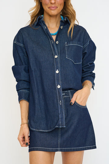 Embry Denim Oversized Shirt and Mini Skirt