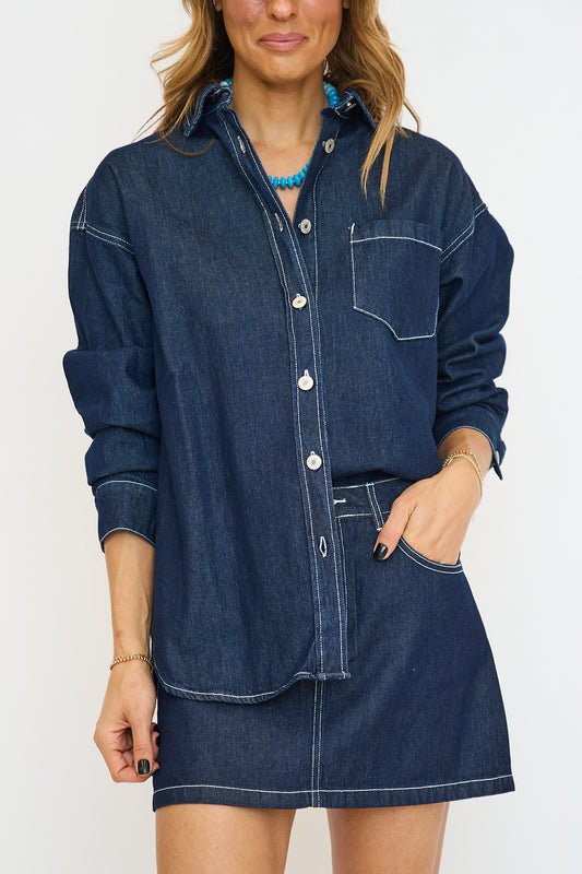 Embry Denim Oversized Shirt and Mini Skirt