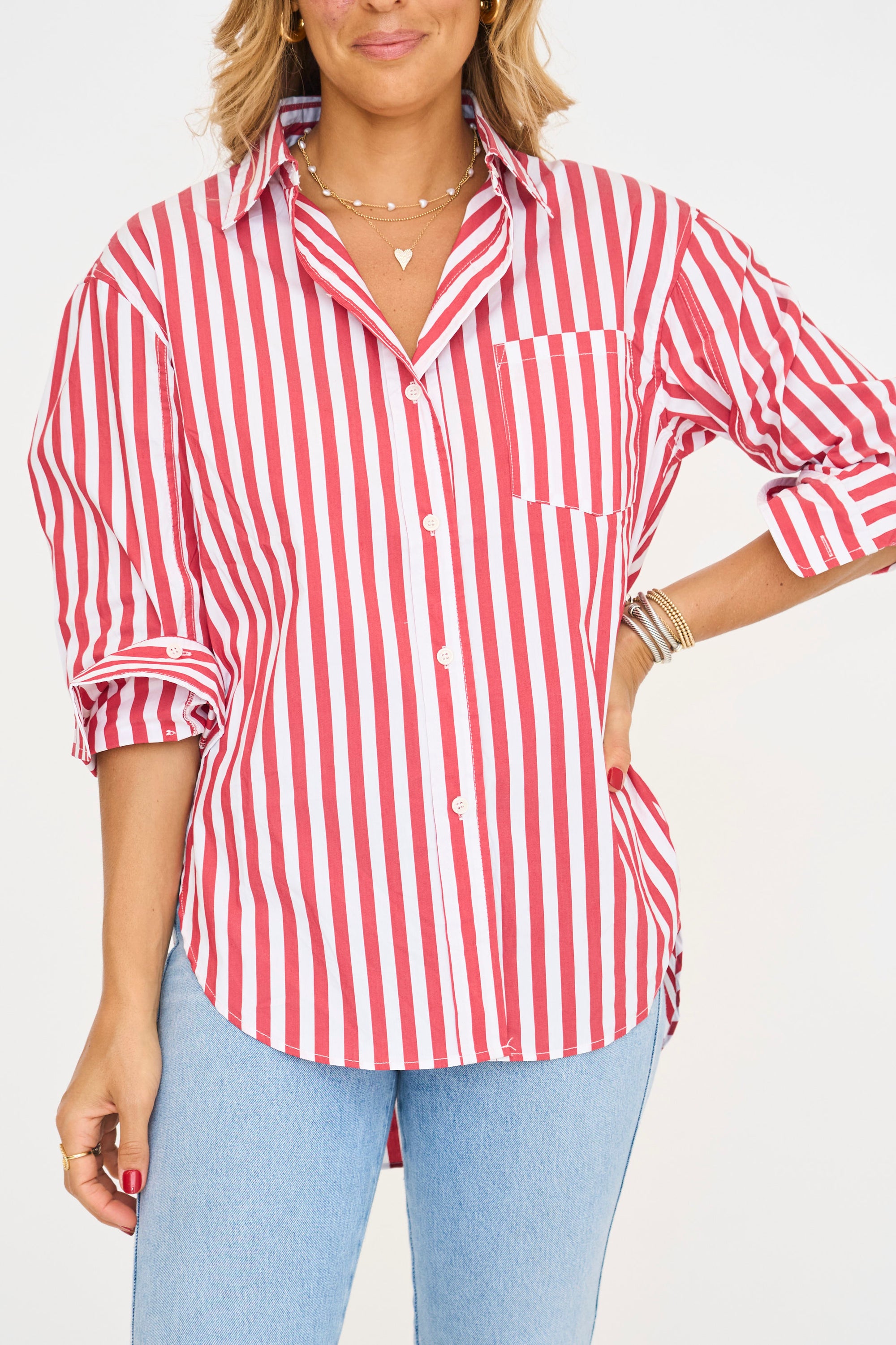 Red Striped Button Down