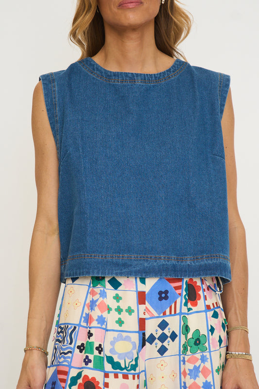 Sleeveless Denim Top