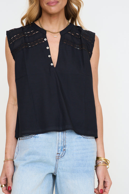 Everly Lace Button Top