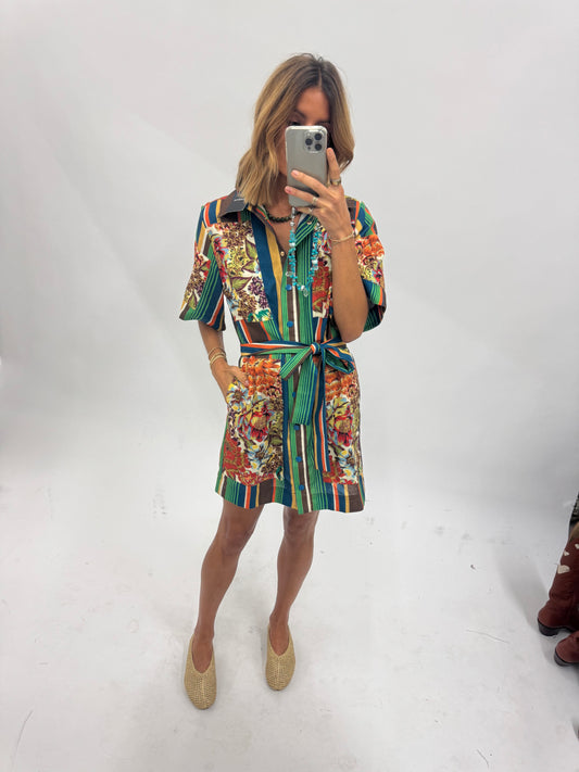 Patchwork Snap Front Dress