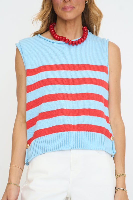 Striped Sleeveless Knit Top