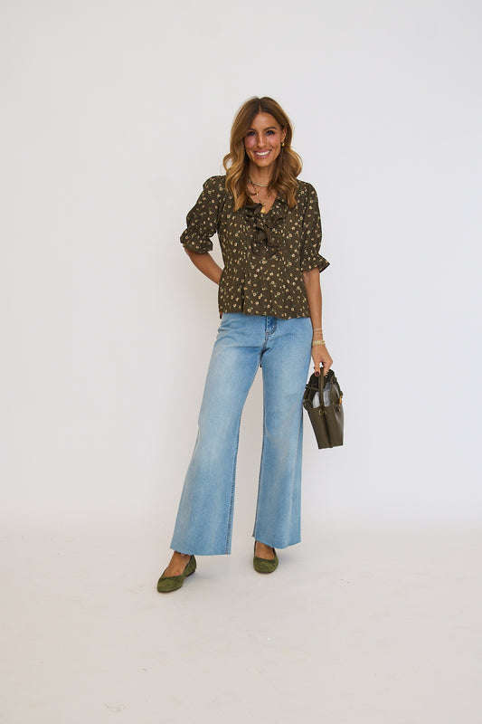 Sage Flats in Olive Suede