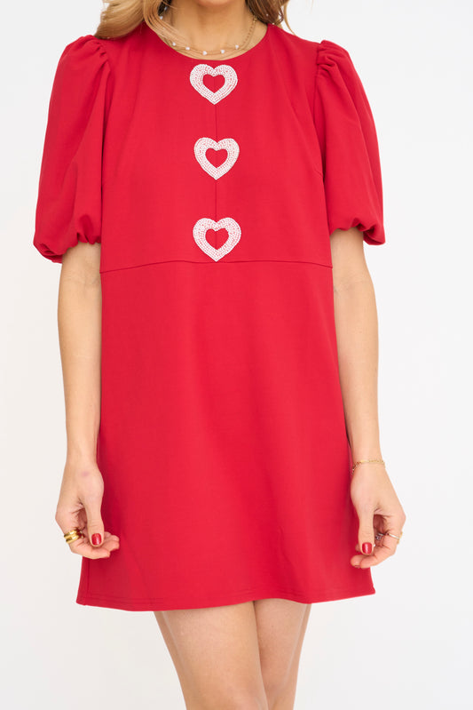 Ruby Heart Shift Mini Dress