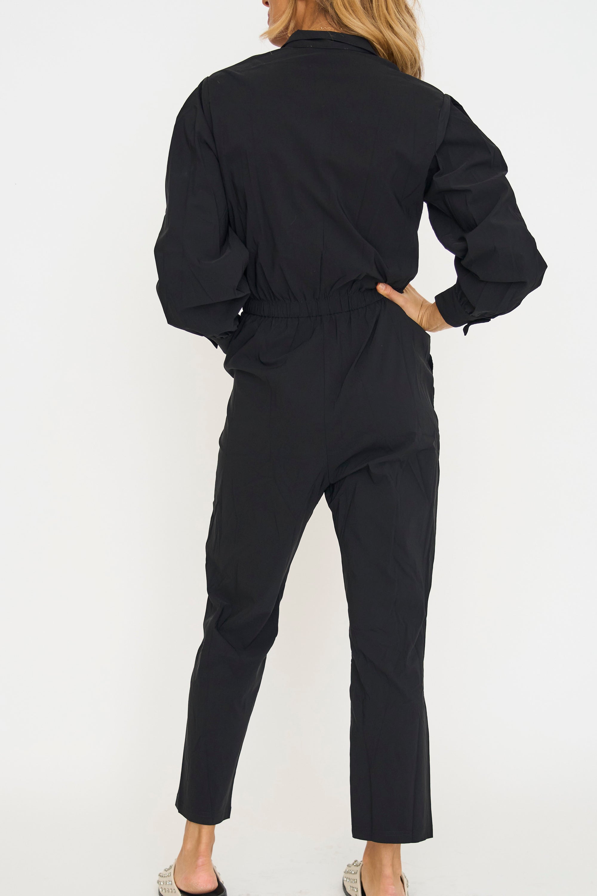 Black Zip Performance Jumpsuit