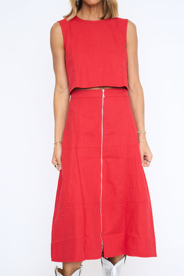 Rosalind Red Denim Set