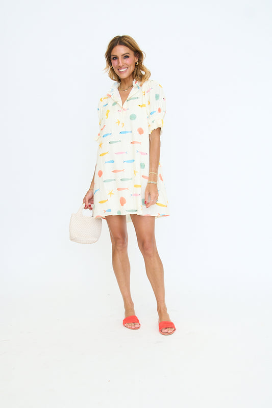 Multi Fish Pleat Back Dress