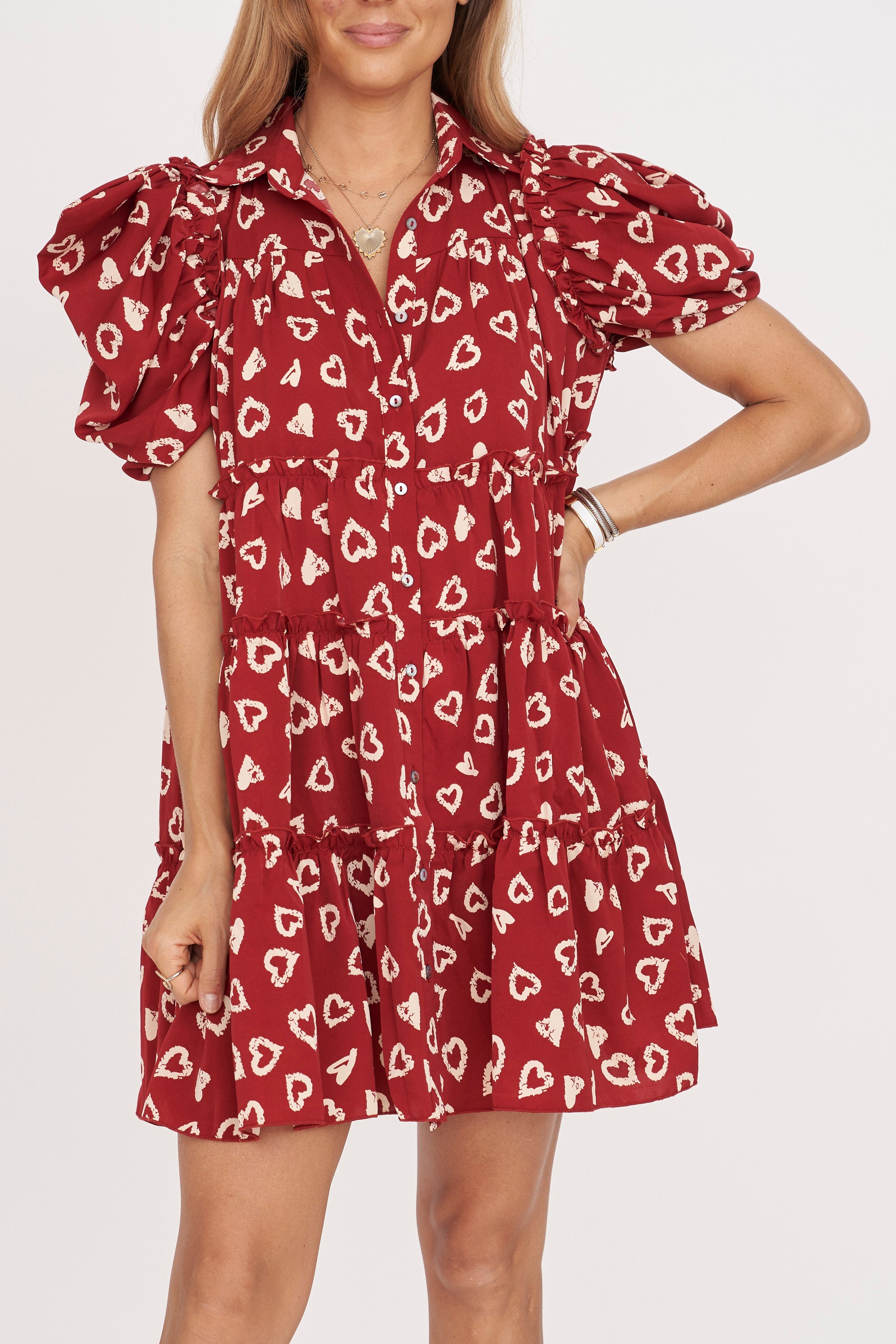 Heart Print Mini Dress