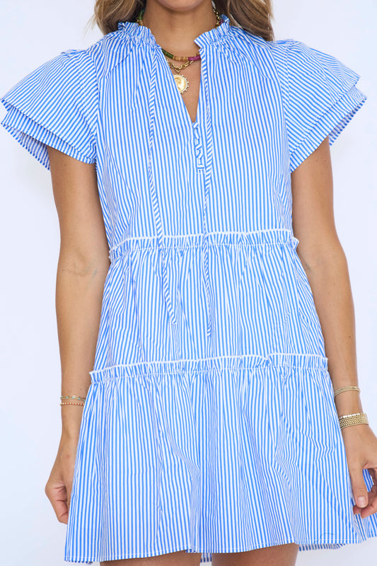 Sherah Striped Empire Tiered Mini Dress