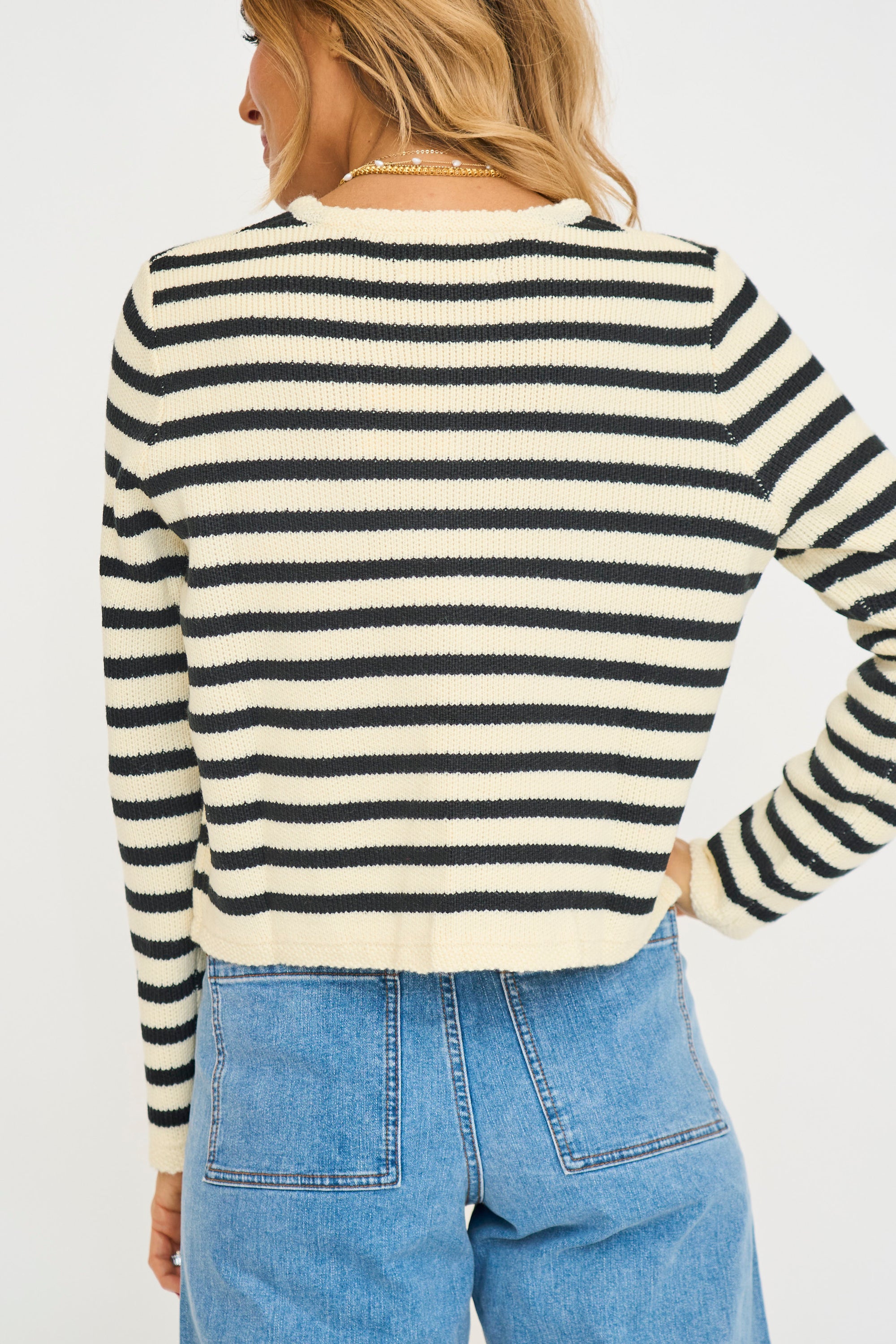 Gold Button Stripe Cardigan