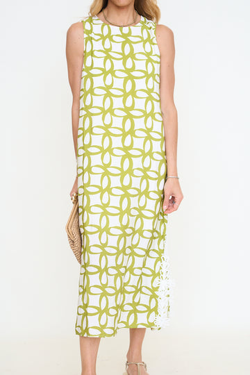 Geometric Printed Sleeveless Midi Dress
