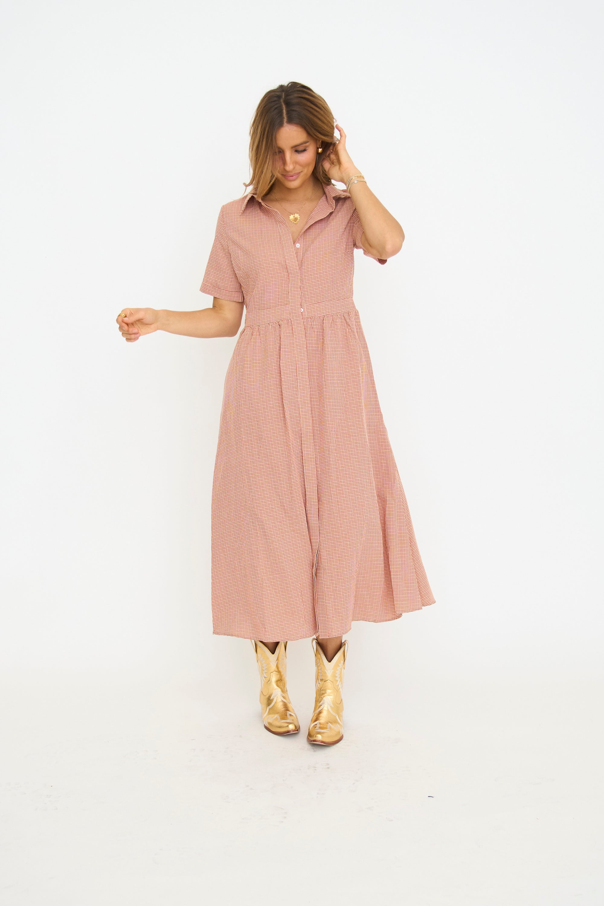 Mae Gingham Midi Dress