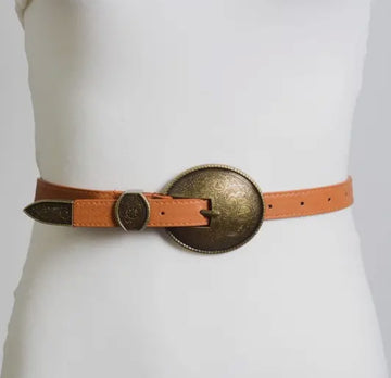 Oval Embossed Vintage Buckle Belt