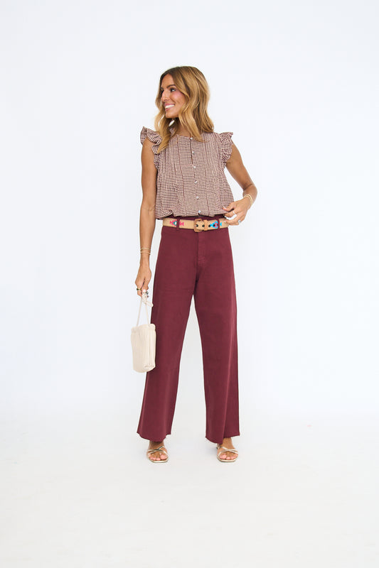 Clara Ruffle Sleeve Gingham Top