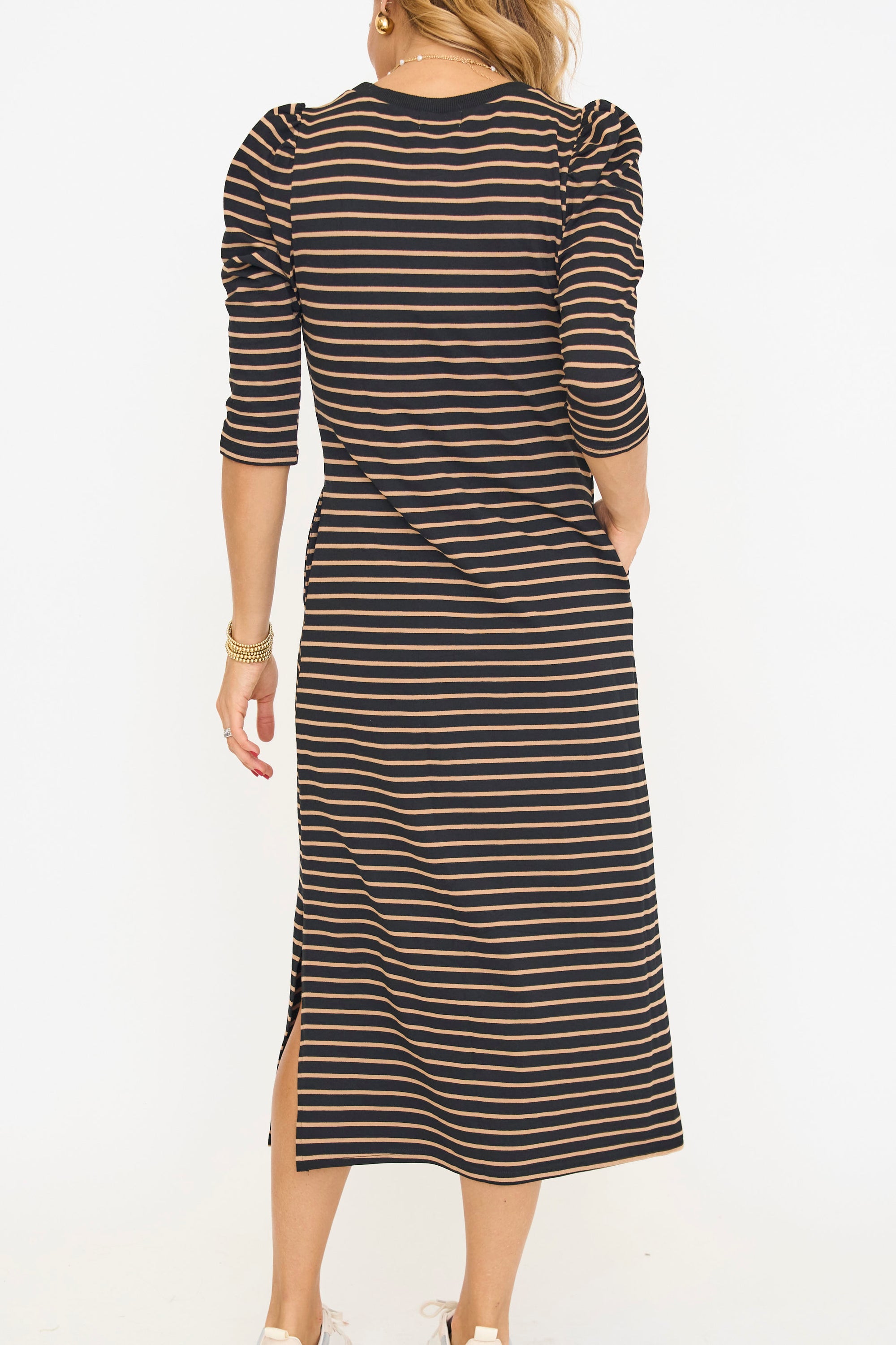 Stripe Jersey Knit Midi Dress