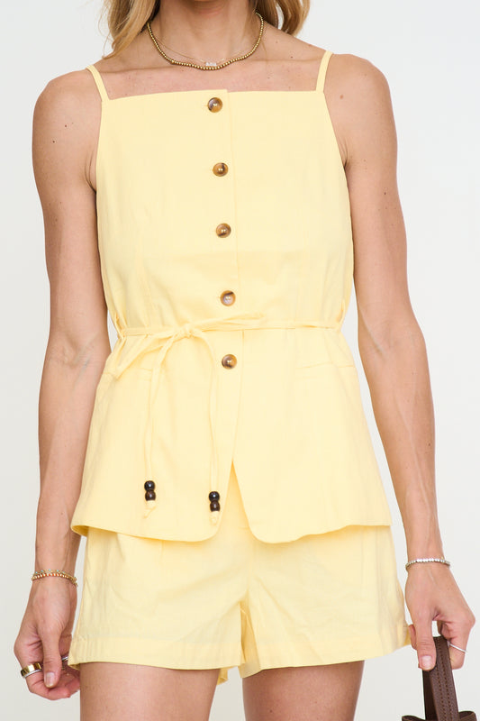 Linen Vest and Shorts Set