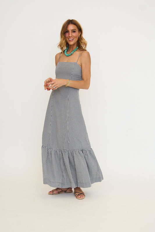 Gingham Square Neck Maxi Dress