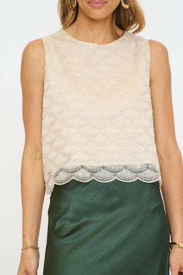 Champagne Sequin Embellished Top