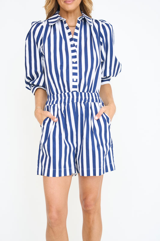 Bold Stripe Button Front Romper
