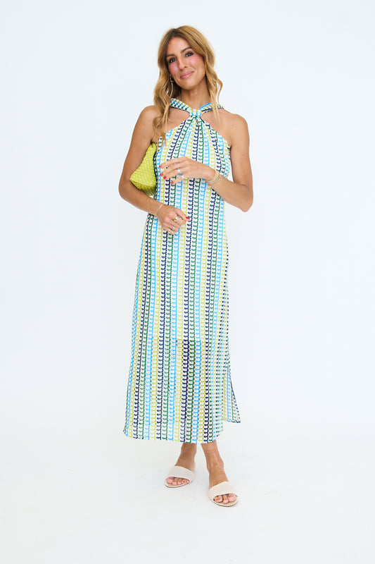 Cycladic Loom Halter Dress