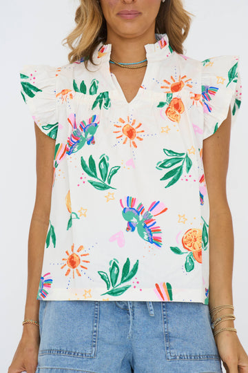 Toucan Fruit Vneck Top
