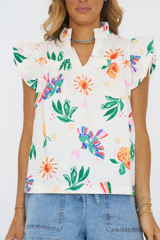 Toucan Fruit Vneck Top