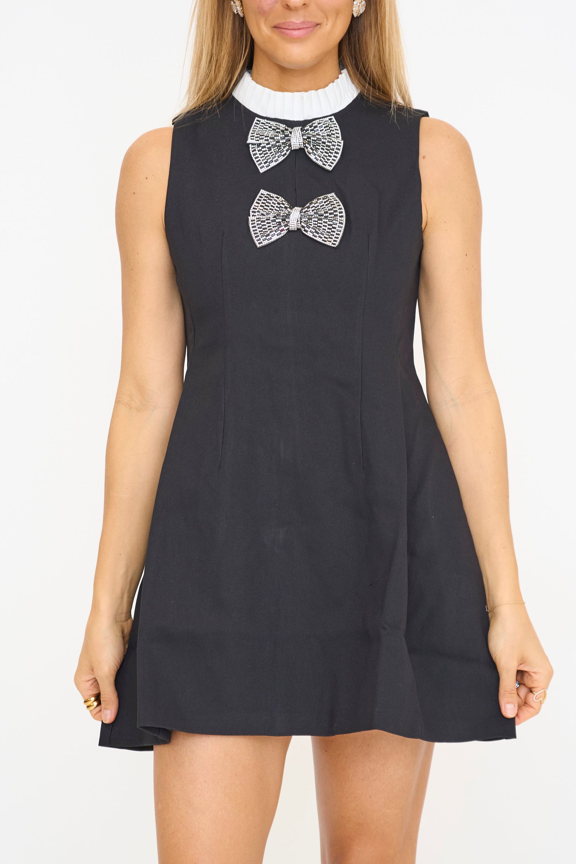 Tuxedo Bow Mini Dress