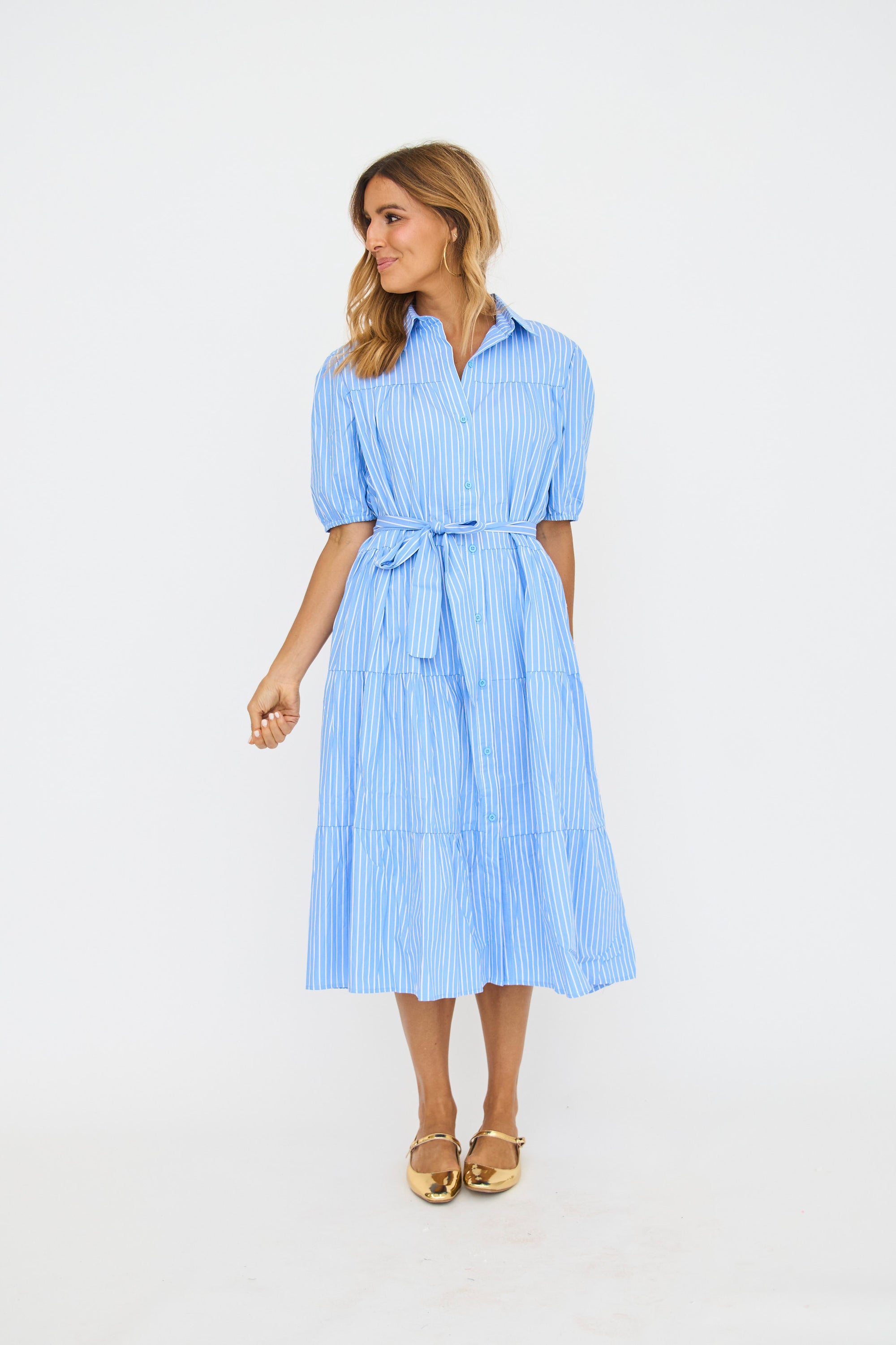 Audrey Pinstripe Shirt Dress