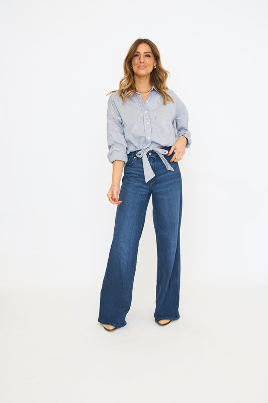 Hamptons Stripe Button Down Top