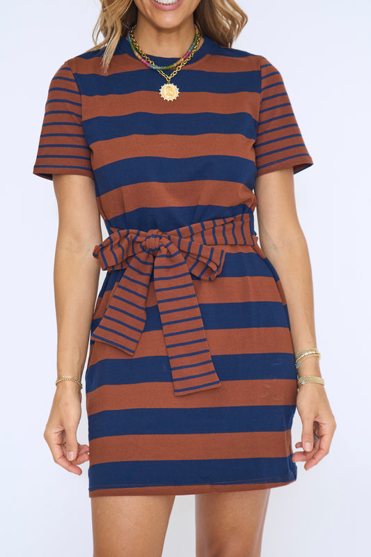 Contrast Stripe Knit Mini Dress