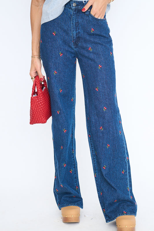 Far Out High-Rise Wide Leg in Cherry Avenue