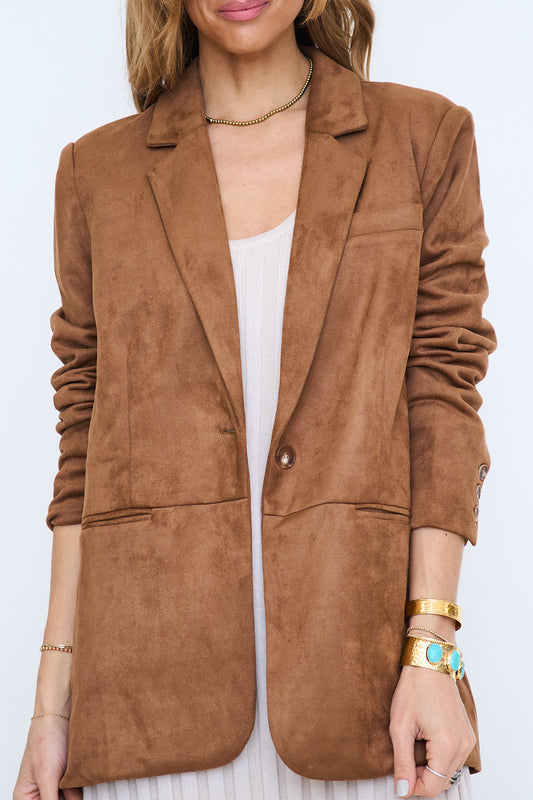 Faux Suede Relaxed Fit Blazer