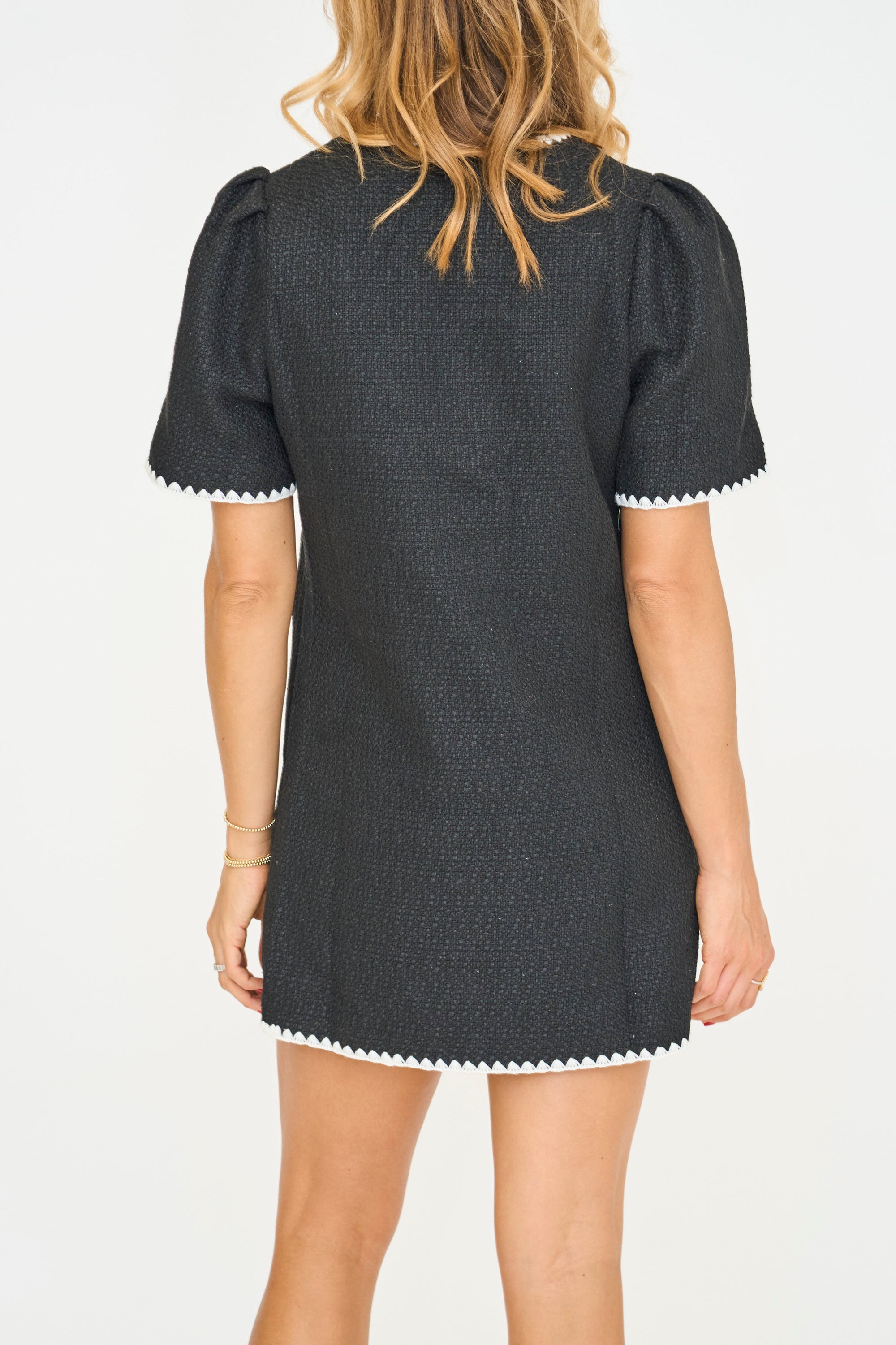 Embroidered Tweed Mini Dress