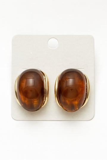 Wide Marble Resin Curved Drop Earrings