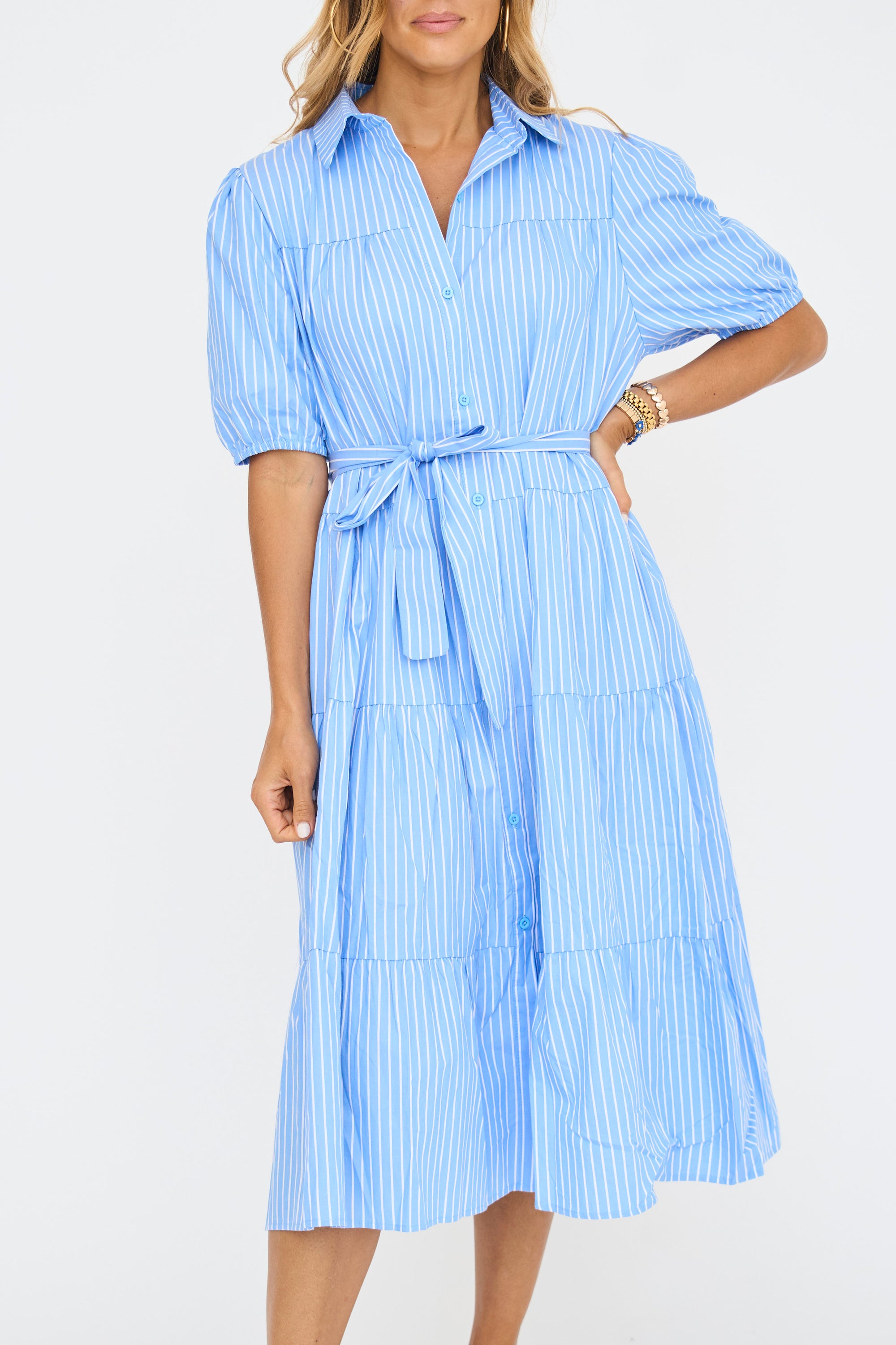 Audrey Pinstripe Shirt Dress