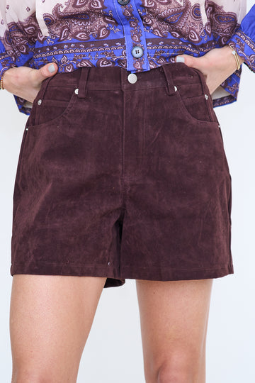 Suede Cotton High-rise Shorts