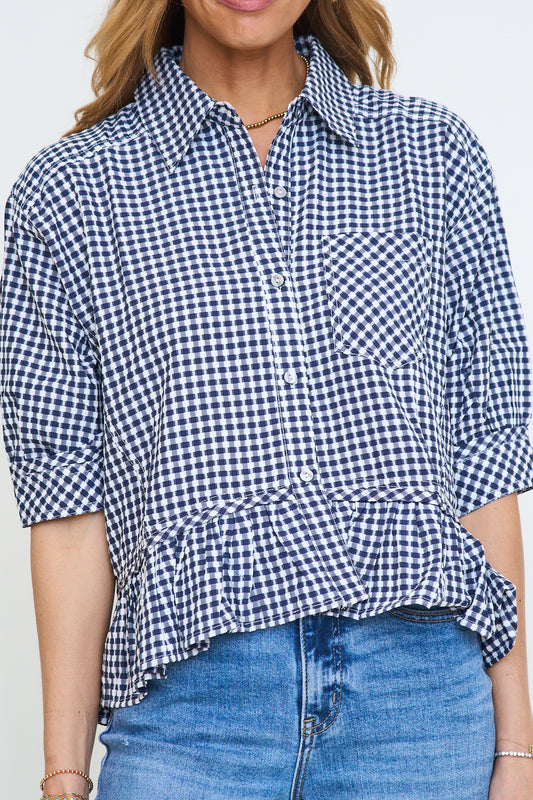 Gingham Short Sleeve Button Down