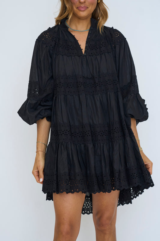 Violet Dress with Trim Inserts