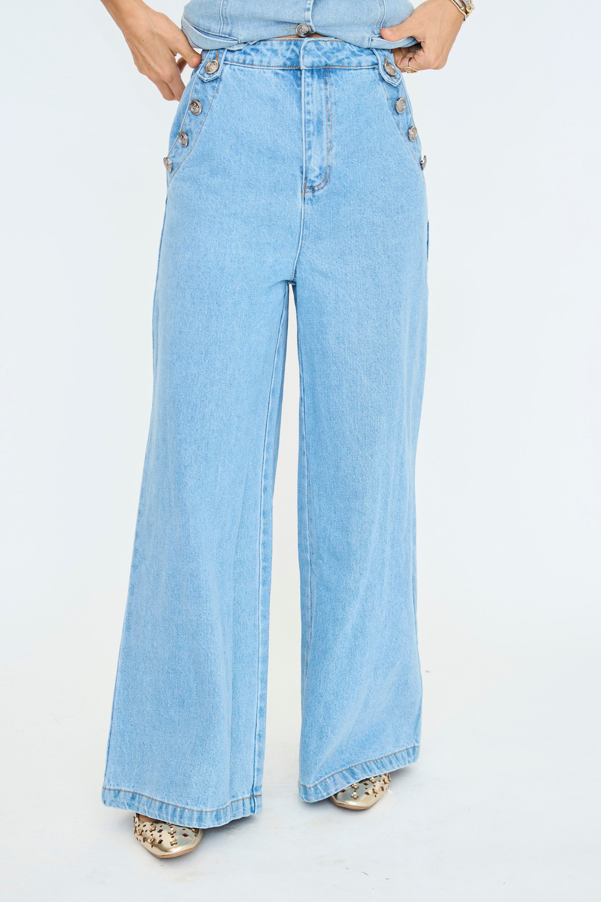 Washed Wide Leg Denim