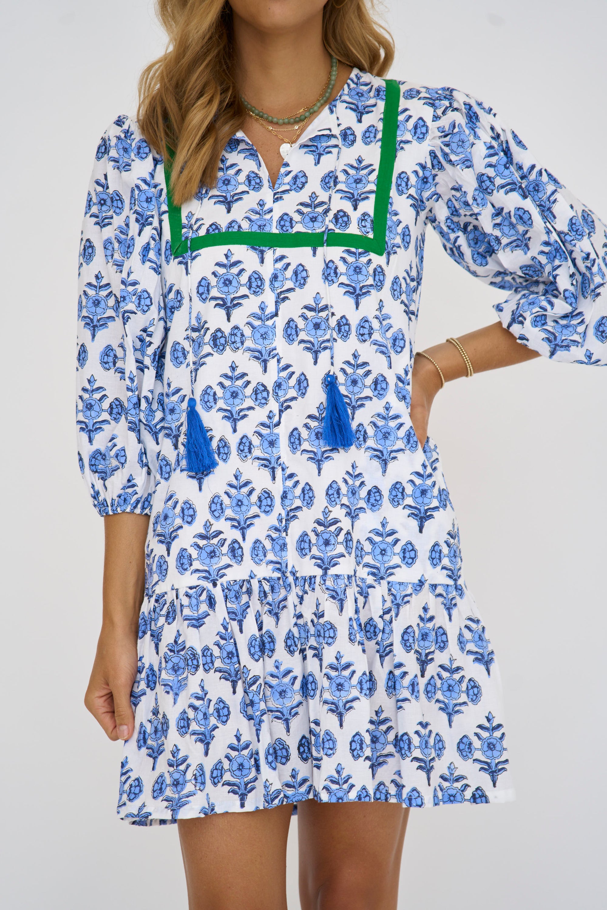 Summer Hydrangea Block Print Dress