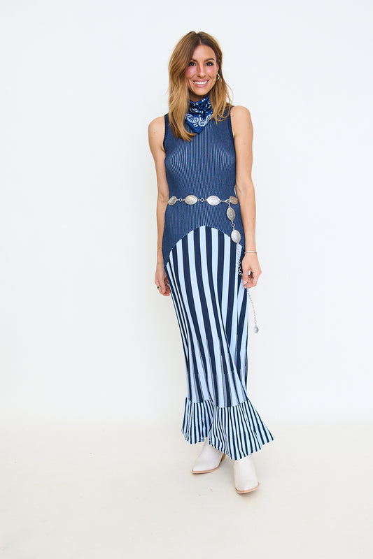 Two Tone Striped Knit Dress