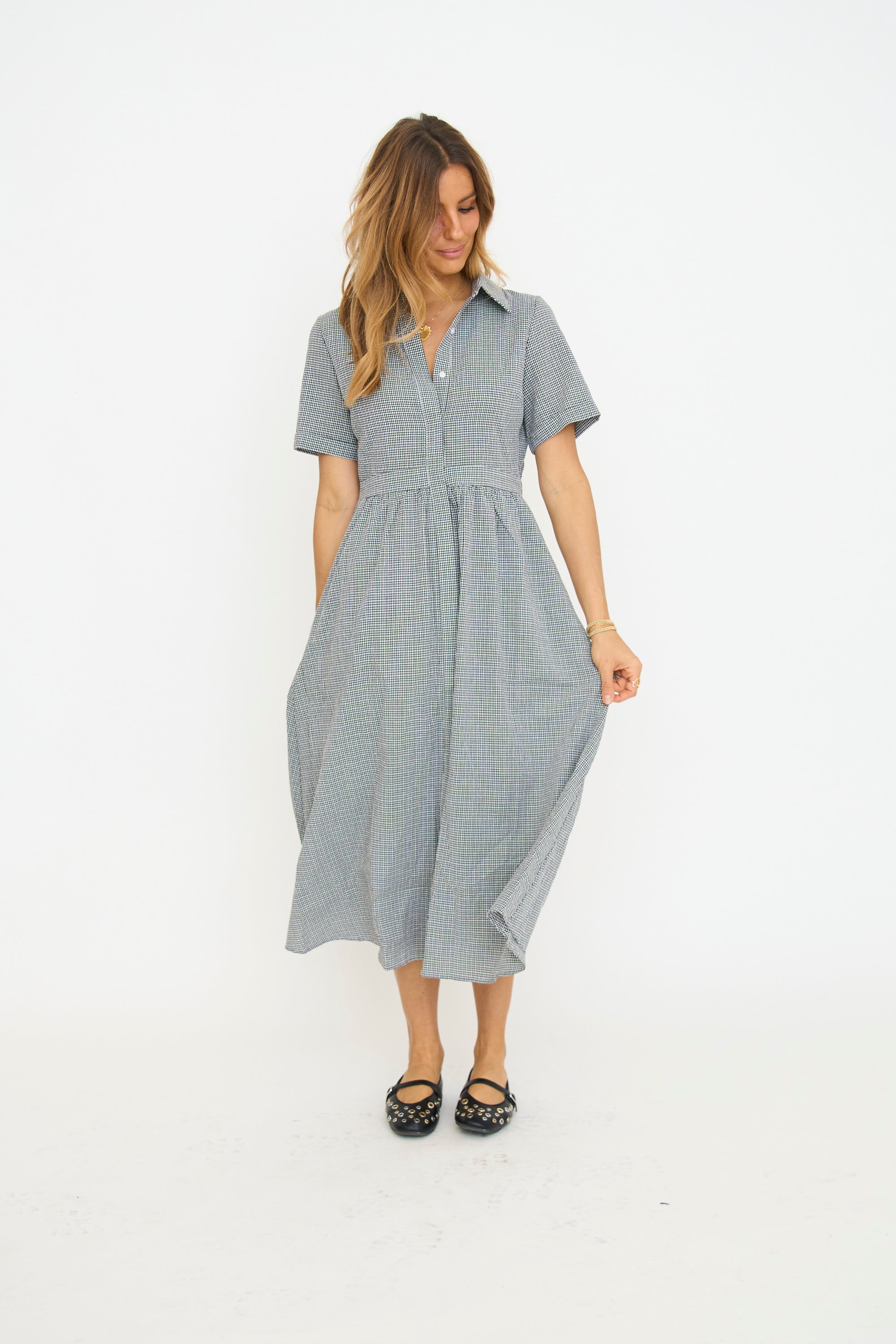 Mae Gingham Midi Dress