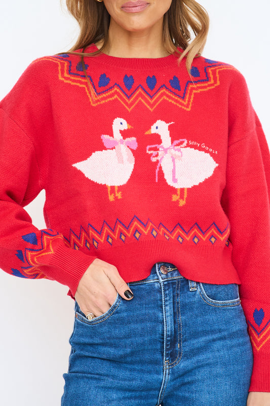 Silly Goose Crew Neck Sweater Top