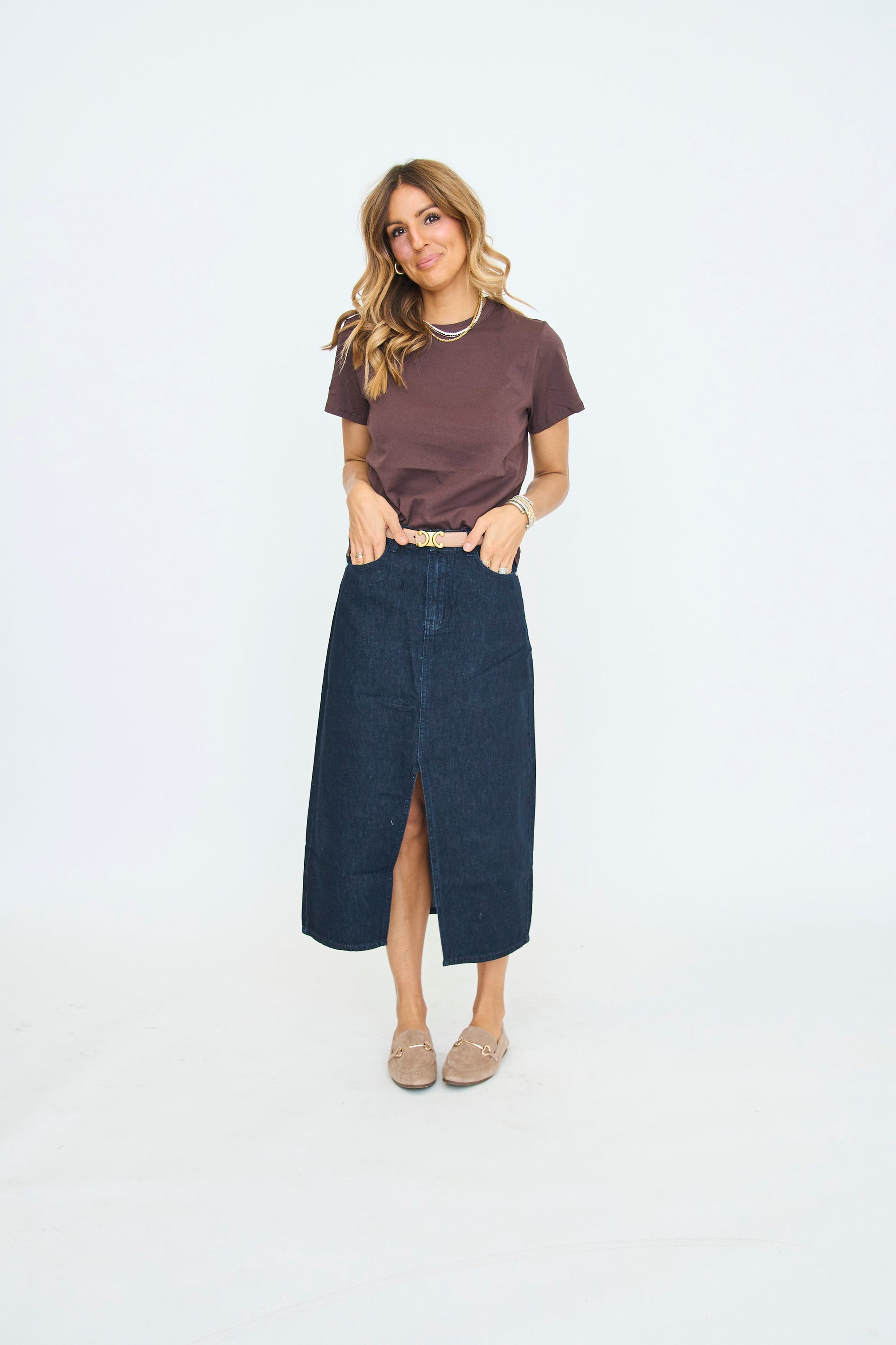 Elvire Denim Midi Skirt