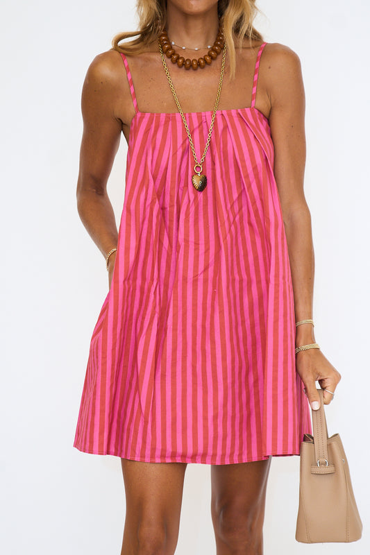 Candy Stripe Babydoll Mini Dress